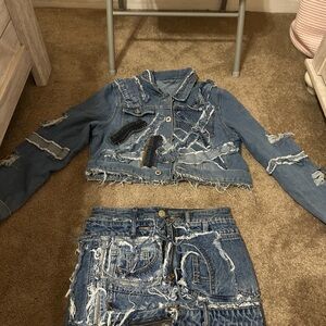 Edgy Blue Denim Mini Skirt